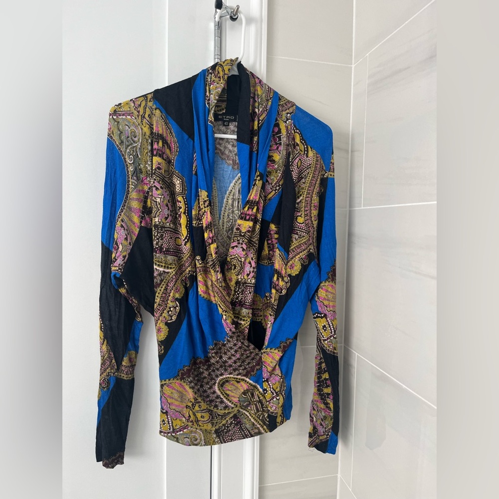 Etro faux wrap long sleeve top